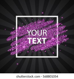 Frame for your text on purple glitter, vector illustration