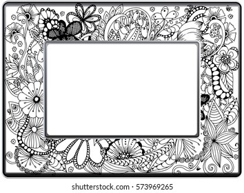 Frame zentangle Floral hand drawn Vector image