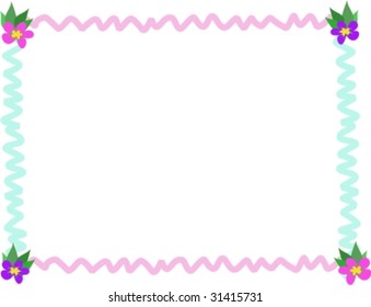 Frame of Zig Zag Colors and Flowers Vector