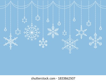 marco:Fondo decorado con adornos de copos de nieve (vector)