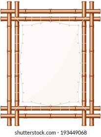 Framed Bamboo Banner. Bamboo Border Isolated Design Element. Bamboo Sign. Tiki Border. Bamboo Poster. Parchment Banner With Bamboo Frame. Copy Space. Vector File Is EPS8, All Elements Are Grouped.