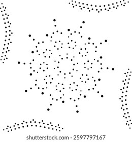 Framed Black Dotted Abstract Design Pattern. Can be used as a pattern for fabric, carpet, cushion, embroidery, card, cover, background or to create repetitive patterns for wallpaper, gift wrap.