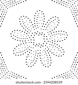 Framed Black Dotted Abstract Floral Design Pattern. Can be used as a decorative element or to create patterns for fabric, embroidery, cushion, carpet, curtain, wallpaper, background card, cover etc.