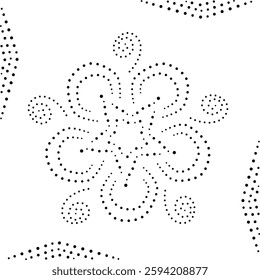 Framed Black Dotted Abstract Floral Design Pattern. Can be used as a decorative element or to create patterns for fabric, embroidery, cushion, carpet, curtain, wallpaper, background card, cover etc.