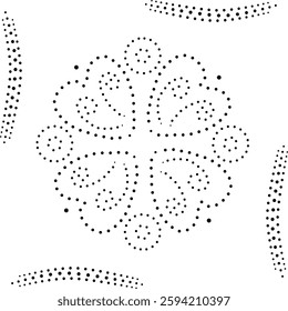Framed Black Dotted Abstract Floral Design Pattern. Can be used as a decorative element or to create patterns for fabric, embroidery, cushion, carpet, curtain, wallpaper, background card, cover etc.