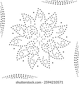 Framed Black Dotted Abstract Floral Design Pattern. Can be used as a decorative element or to create patterns for fabric, embroidery, cushion, carpet, curtain, wallpaper, background card, cover etc.