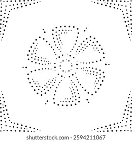 Framed Black Dotted Abstract Floral Design Pattern. Can be used as a decorative element or to create patterns for fabric, embroidery, cushion, carpet, curtain, wallpaper, background card, cover etc.