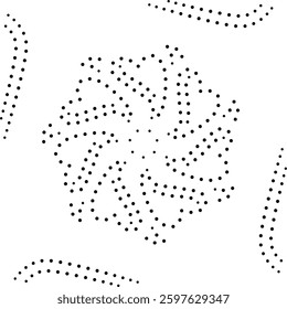 Framed Black Dotted Abstract Floral Design Pattern. Can be used as a pattern for fabric, carpet, cushion, embroidery, card, cover, kids or to create repetitive patterns for wallpaper, gift wrap.