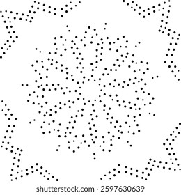 Framed Black Dotted Abstract Floral Design Pattern. Can be used as a pattern for fabric, carpet, cushion, embroidery, card, cover, background or to create repetitive patterns for wallpaper, gift wrap.