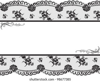 Framed with black lace on a white background