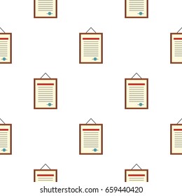 Framed certificate hanging on the wall pattern seamless flat style for web vector illustration