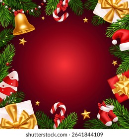 Framed Christmas Photo Background with Ornaments