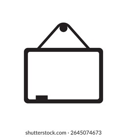 Framed classroom chalkboard icon vector. Horizontal teaching board with corner tray in clean design.