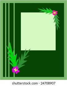 Framed Flowers, Leaves, and Text Box Vector