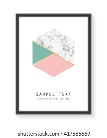 Framed geometric design with marble texture and gold detail