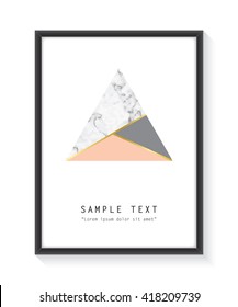 Framed geometric design with marble texture and gold detail