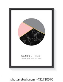 Framed geometric design with marble texture and gold detail