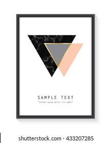 Framed geometric design with marble texture and gold detail