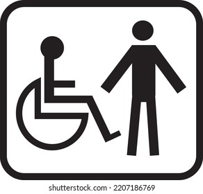 framed handicapped male on wheelchair - Vector illustration of men and women with disabilities restroom sign - printable restroom, restroom sign, invalid symbol. vector symbols for public places.