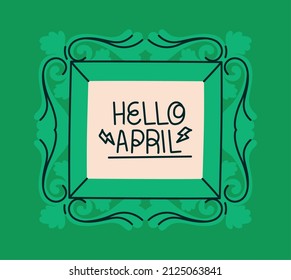 framed of hello april with decorations