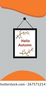 Un estampado enmarcado de "Hola otoño", perfecto para la decoración de otoño.