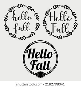 Framed Hello Fall. Fall and Autumn Designs.
