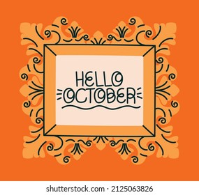 framed of hello october with decorations