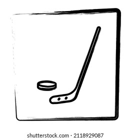 Framed hockey brush, vector illustration.