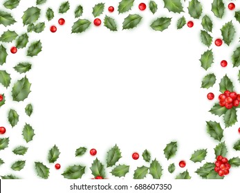 Framed holly isolated on white background. And also includes EPS 10 vector