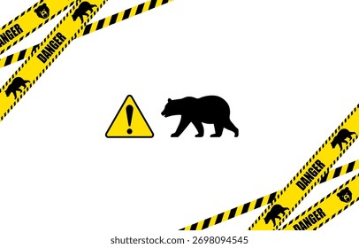 Framed illustration of barricade tape representing bear danger