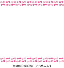 Framed illustration with hand-drawn pink ribbons in a row.