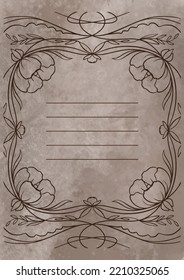 Framed Journal Paper - Digital Instant Download. Altes Vintage-Papier mit glänzendem Zentrum und farbiger Vignette
