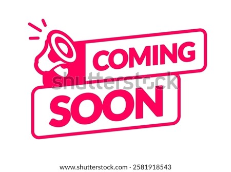 Framed Label With Megaphone Icon And Text Coming Soon