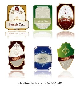 Framed labels set in editable vector format