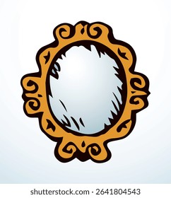 Framed mirror. Vector drawing icon