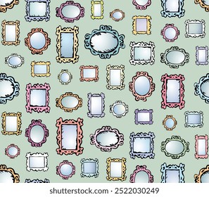 Framed mirrors. Vector drawing pattern