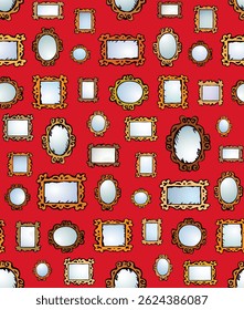 Framed mirrors. Vector drawing pattern
