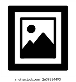 Framed Mountain Landscape Art Minimalist Vector Illustration Black and White Home Decor Print Simple
