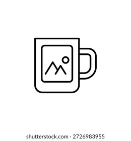 Framed Mountain Scene Portrayed Within A Modern Mug Icon