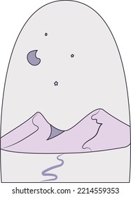 framed night mountain vector illustration