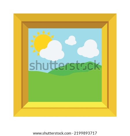 Framed painting picture landscape vector emoji