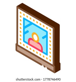 Bildrahmen für Bildsymbole. Isometrisches Foto-Zeichen. Illustration des farblich isolierten Symbols