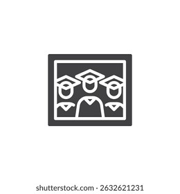 Framed photo of students vector icon. filled flat sign for mobile concept and web design. Class Photo glyph icon. Group graduation portrait symbol, logo illustration. Vector graphics