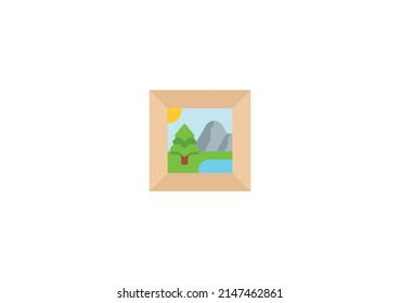 Framed Picture Vector Isolated Emoticon. Framed Picture Icon