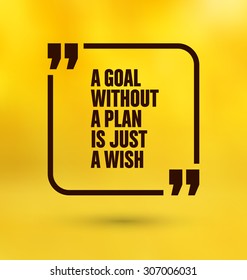 Framed Quote on Yellow Background - A goal without a plan is just a wish