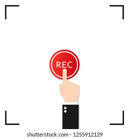 Framed recording sign, currently recording, rec, vector