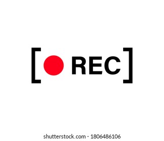 Framed recording sign, currently recording, rec, record, now entry. Vector on isolated white background. EPS 10