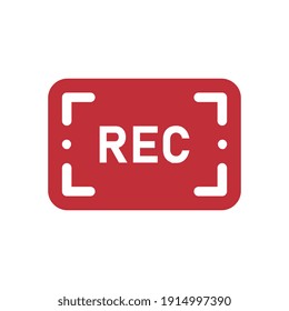 Framed recording sign, currently recording, rec, vector illustration icon