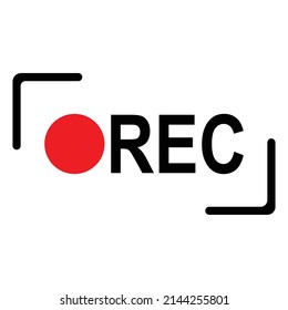 Signo de grabación con marco, actualmente grabación, rec, icono de ilustración vectorial