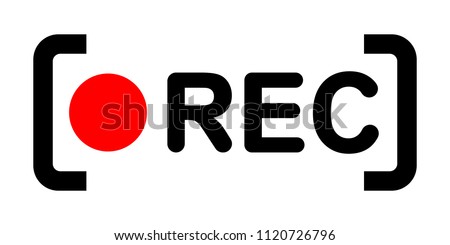 Framed recording sign, currently recording, rec, vector illustration icon